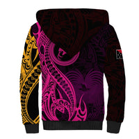 Papua New Guinea Island Sherpa Hoodie Bird of Paradise with Gold Polynesian Tribal - Wonder Print Shop