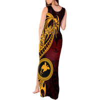 Papua New Guinea Island Tank Maxi Dress Bird of Paradise with Gold Polynesian Tribal - Wonder Print Shop