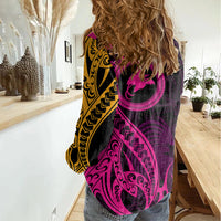 Papua New Guinea Island Women Casual Shirt Bird of Paradise with Gold Polynesian Tribal - Wonder Print Shop