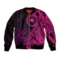 Papua New Guinea Island Bomber Jacket Bird of Paradise with Pink Polynesian Tribal LT9 - Wonder Print Shop