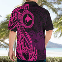 Papua New Guinea Island Hawaiian Shirt Bird of Paradise with Pink Polynesian Tribal - Wonder Print Shop