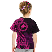 Papua New Guinea Island Kid T Shirt Bird of Paradise with Pink Polynesian Tribal - Wonder Print Shop