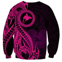 Papua New Guinea Island Sweatshirt Bird of Paradise with Pink Polynesian Tribal - Wonder Print Shop