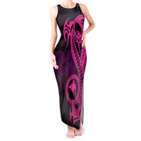 Papua New Guinea Island Tank Maxi Dress Bird of Paradise with Pink Polynesian Tribal - Wonder Print Shop