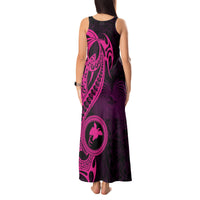 Papua New Guinea Island Tank Maxi Dress Bird of Paradise with Pink Polynesian Tribal - Wonder Print Shop