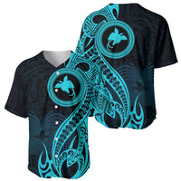 Papua New Guinea Island Baseball Jersey Bird of Paradise with Aqua Polynesian Tribal LT9 - Wonder Print Shop