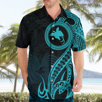 Papua New Guinea Island Hawaiian Shirt Bird of Paradise with Aqua Polynesian Tribal - Wonder Print Shop