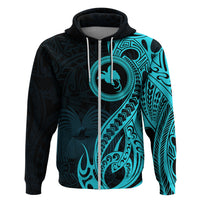 Papua New Guinea Island Hoodie Bird of Paradise with Aqua Polynesian Tribal - Wonder Print Shop
