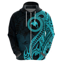 Papua New Guinea Island Hoodie Bird of Paradise with Aqua Polynesian Tribal - Wonder Print Shop