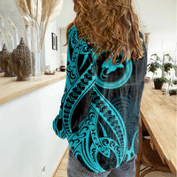 Papua New Guinea Island Women Casual Shirt Bird of Paradise with Aqua Polynesian Tribal - Wonder Print Shop