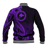 Papua New Guinea Island Baseball Jacket Bird of Paradise with Purple Polynesian Tribal LT9 - Wonder Print Shop