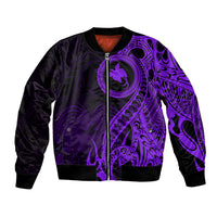 Papua New Guinea Island Bomber Jacket Bird of Paradise with Purple Polynesian Tribal LT9 - Wonder Print Shop