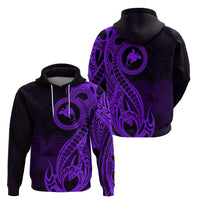 Papua New Guinea Island Hoodie Bird of Paradise with Purple Polynesian Tribal - Wonder Print Shop