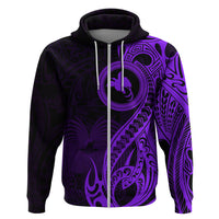 Papua New Guinea Island Hoodie Bird of Paradise with Purple Polynesian Tribal - Wonder Print Shop