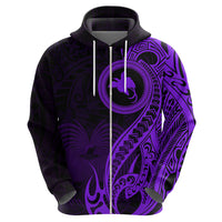 Papua New Guinea Island Hoodie Bird of Paradise with Purple Polynesian Tribal - Wonder Print Shop