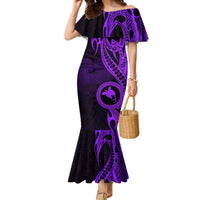 Papua New Guinea Island Mermaid Dress Bird of Paradise with Purple Polynesian Tribal - Wonder Print Shop