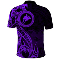 Papua New Guinea Island Polo Shirt Bird of Paradise with Purple Polynesian Tribal - Wonder Print Shop