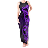 Papua New Guinea Island Tank Maxi Dress Bird of Paradise with Purple Polynesian Tribal - Wonder Print Shop