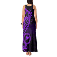 Papua New Guinea Island Tank Maxi Dress Bird of Paradise with Purple Polynesian Tribal - Wonder Print Shop