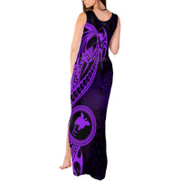 Papua New Guinea Island Tank Maxi Dress Bird of Paradise with Purple Polynesian Tribal - Wonder Print Shop