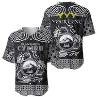 Personalized Caernarfonshire Sir Gaernarfon Baseball Jersey Black Castle Tower Celtic-inspired - Wonder Print Shop