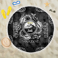 Personalized Caernarfonshire Sir Gaernarfon Beach Blanket Black Castle Tower Celtic-inspired - Wonder Print Shop