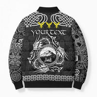 Personalized Caernarfonshire Sir Gaernarfon Bomber Puffer Jacket Black Castle Tower Celtic-inspired - Wonder Print Shop