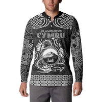 Personalized Caernarfonshire Sir Gaernarfon Button Sweatshirt Black Castle Tower Celtic-inspired - Wonder Print Shop