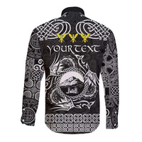 Personalized Caernarfonshire Sir Gaernarfon Long Sleeve Button Shirt Black Castle Tower Celtic-inspired - Wonder Print Shop