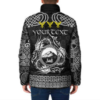 Personalized Caernarfonshire Sir Gaernarfon Padded Jacket Black Castle Tower Celtic-inspired - Wonder Print Shop