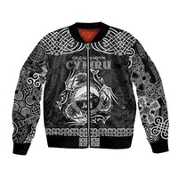 Personalized Caernarfonshire Sir Gaernarfon Sleeve Zip Bomber Jacket Black Castle Tower Celtic-inspired - Wonder Print Shop