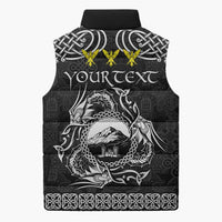 Personalized Caernarfonshire Sir Gaernarfon Sleeveless Puffer Jacket Black Castle Tower Celtic-inspired - Wonder Print Shop