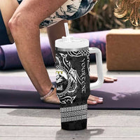 Personalized Caernarfonshire Sir Gaernarfon Tumbler With Handle Black Castle Tower Celtic-inspired - Wonder Print Shop