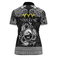 Personalized Caernarfonshire Sir Gaernarfon Women Polo Shirt Black Castle Tower Celtic-inspired - Wonder Print Shop