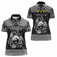 Personalized Caernarfonshire Sir Gaernarfon Women Polo Shirt Black Castle Tower Celtic-inspired - Wonder Print Shop