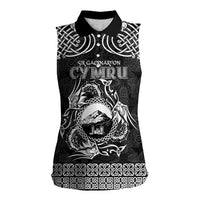 Personalized Caernarfonshire Sir Gaernarfon Women Sleeveless Polo Shirt Black Castle Tower Celtic-inspired - Wonder Print Shop