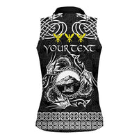 Personalized Caernarfonshire Sir Gaernarfon Women Sleeveless Polo Shirt Black Castle Tower Celtic-inspired - Wonder Print Shop