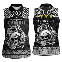 Personalized Caernarfonshire Sir Gaernarfon Women Sleeveless Polo Shirt Black Castle Tower Celtic-inspired - Wonder Print Shop