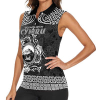 Personalized Caernarfonshire Sir Gaernarfon Women Sleeveless Polo Shirt Black Castle Tower Celtic-inspired - Wonder Print Shop