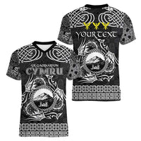 Personalized Caernarfonshire Sir Gaernarfon Women V-Neck T-Shirt Black Castle Tower Celtic-inspired - Wonder Print Shop