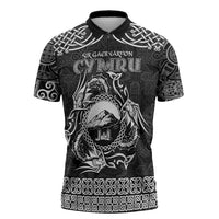 Personalized Caernarfonshire Sir Gaernarfon Zipper Polo Shirt Black Castle Tower Celtic-inspired - Wonder Print Shop