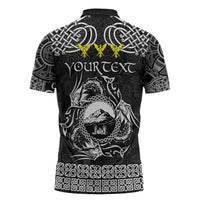 Personalized Caernarfonshire Sir Gaernarfon Zipper Polo Shirt Black Castle Tower Celtic-inspired - Wonder Print Shop