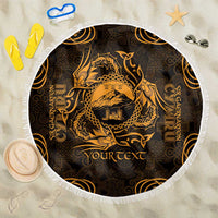 Personalized Caernarfonshire Sir Gaernarfon Beach Blanket Gold Castle Tower Celtic-inspired - Wonder Print Shop
