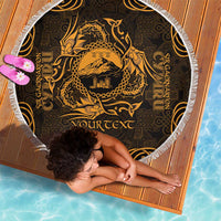 Personalized Caernarfonshire Sir Gaernarfon Beach Blanket Gold Castle Tower Celtic-inspired - Wonder Print Shop