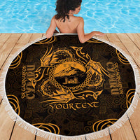 Personalized Caernarfonshire Sir Gaernarfon Beach Blanket Gold Castle Tower Celtic-inspired - Wonder Print Shop