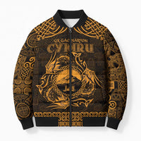 Personalized Caernarfonshire Sir Gaernarfon Bomber Puffer Jacket Gold Castle Tower Celtic-inspired - Wonder Print Shop