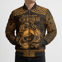 Personalized Caernarfonshire Sir Gaernarfon Bomber Puffer Jacket Gold Castle Tower Celtic-inspired - Wonder Print Shop