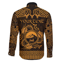 Personalized Caernarfonshire Sir Gaernarfon Family Matching Long Sleeve Bodycon Dress and Hawaiian Shirt Gold Castle Tower Celtic-inspired - Wonder Print Shop