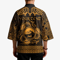 Personalized Caernarfonshire Sir Gaernarfon Kimono Gold Castle Tower Celtic-inspired - Wonder Print Shop