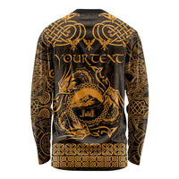 Personalized Caernarfonshire Sir Gaernarfon Long Sleeve Shirt Gold Castle Tower Celtic-inspired - Wonder Print Shop